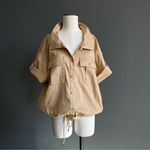 Lauren Ralph Lauren Camel Safari Utility Shirt Jacket Quiet Luxury Minimal Row